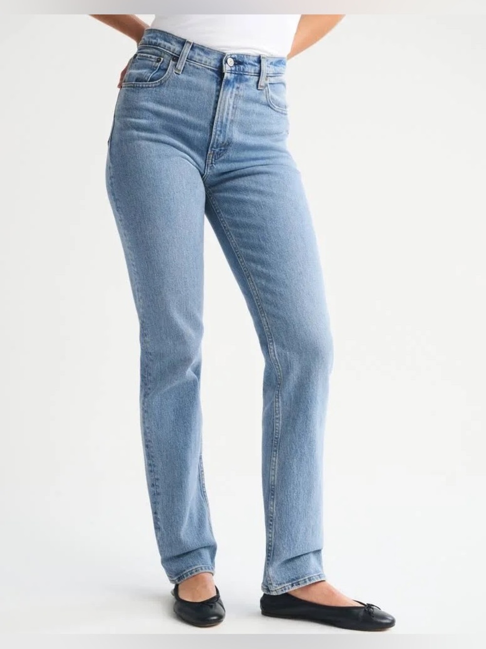 Abercrombie & Fitch High-Rise Light Blue Straight Jeans/curve love size/25